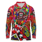 Autism Awareness Australia St Kilda Saints Long Sleeve Polo Shirt Aboriginal Indigenous Art