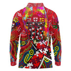 Autism Awareness Australia St Kilda Saints Long Sleeve Polo Shirt Aboriginal Indigenous Art