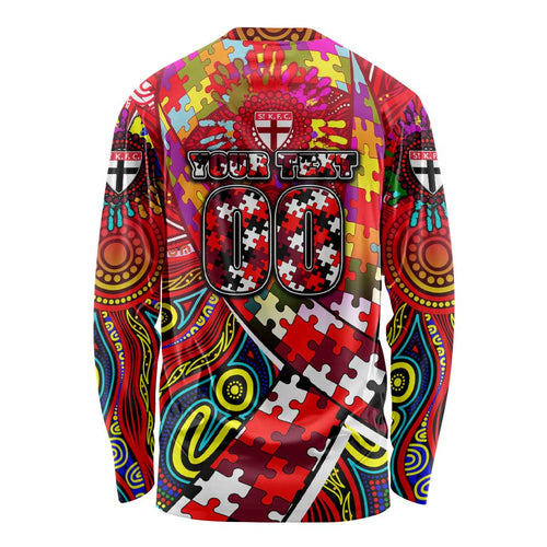 Autism Awareness Australia St Kilda Saints Long Sleeve Shirt Aboriginal Indigenous Art