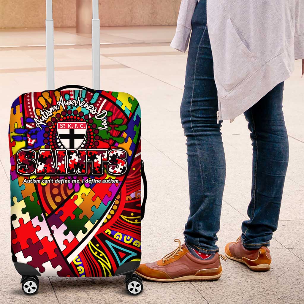 Autism Awareness Australia St Kilda Saints Luggage Cover Aboriginal Indigenous Art