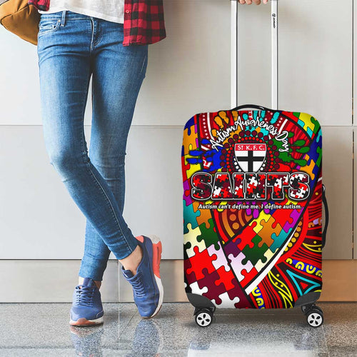Autism Awareness Australia St Kilda Saints Luggage Cover Aboriginal Indigenous Art
