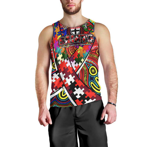 Autism Awareness Australia St Kilda Saints Men Tank Top Aboriginal Indigenous Art