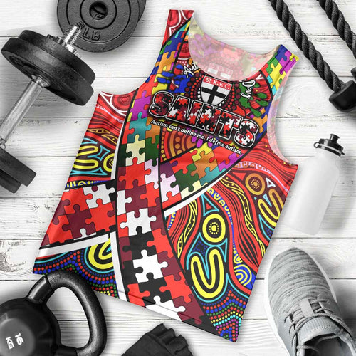 Autism Awareness Australia St Kilda Saints Men Tank Top Aboriginal Indigenous Art