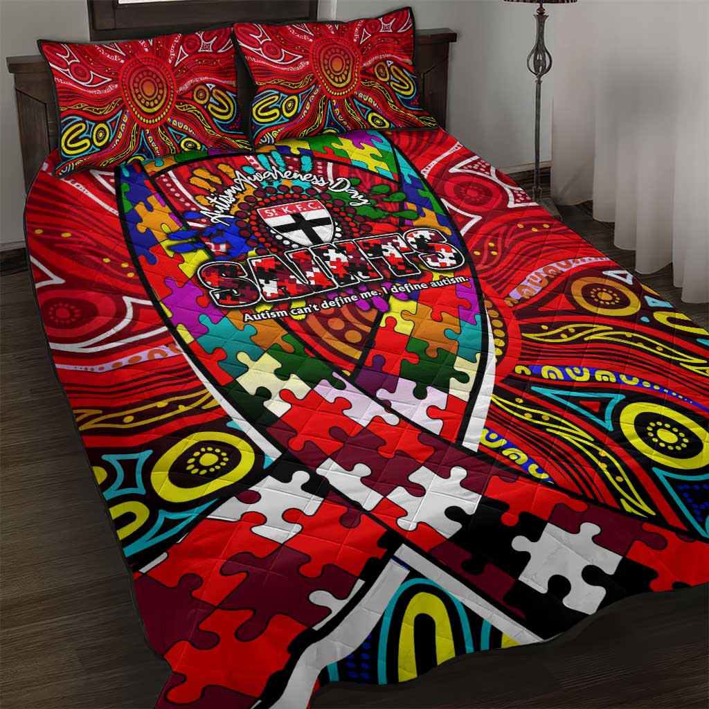 Autism Awareness Australia St Kilda Saints Quilt Bed Set Aboriginal Indigenous Art