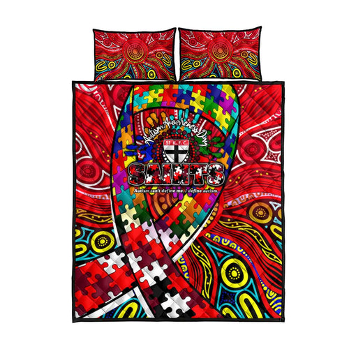 Autism Awareness Australia St Kilda Saints Quilt Bed Set Aboriginal Indigenous Art