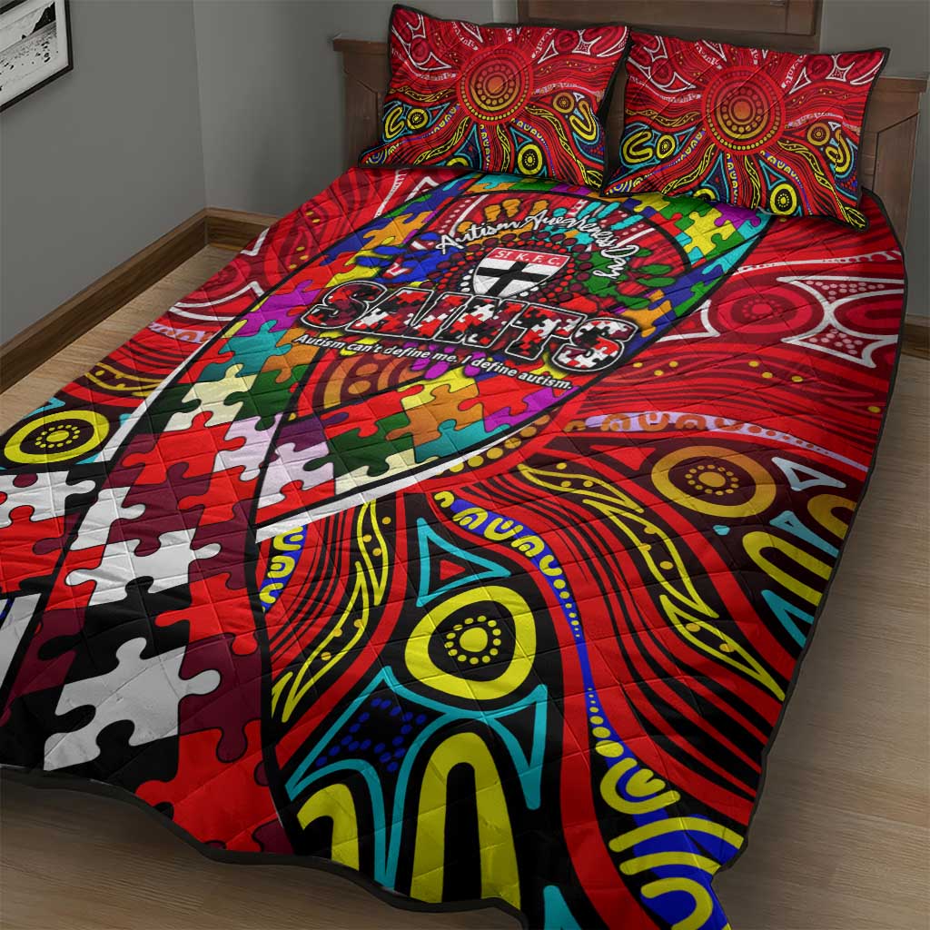 Autism Awareness Australia St Kilda Saints Quilt Bed Set Aboriginal Indigenous Art