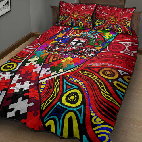 Autism Awareness Australia St Kilda Saints Quilt Bed Set Aboriginal Indigenous Art