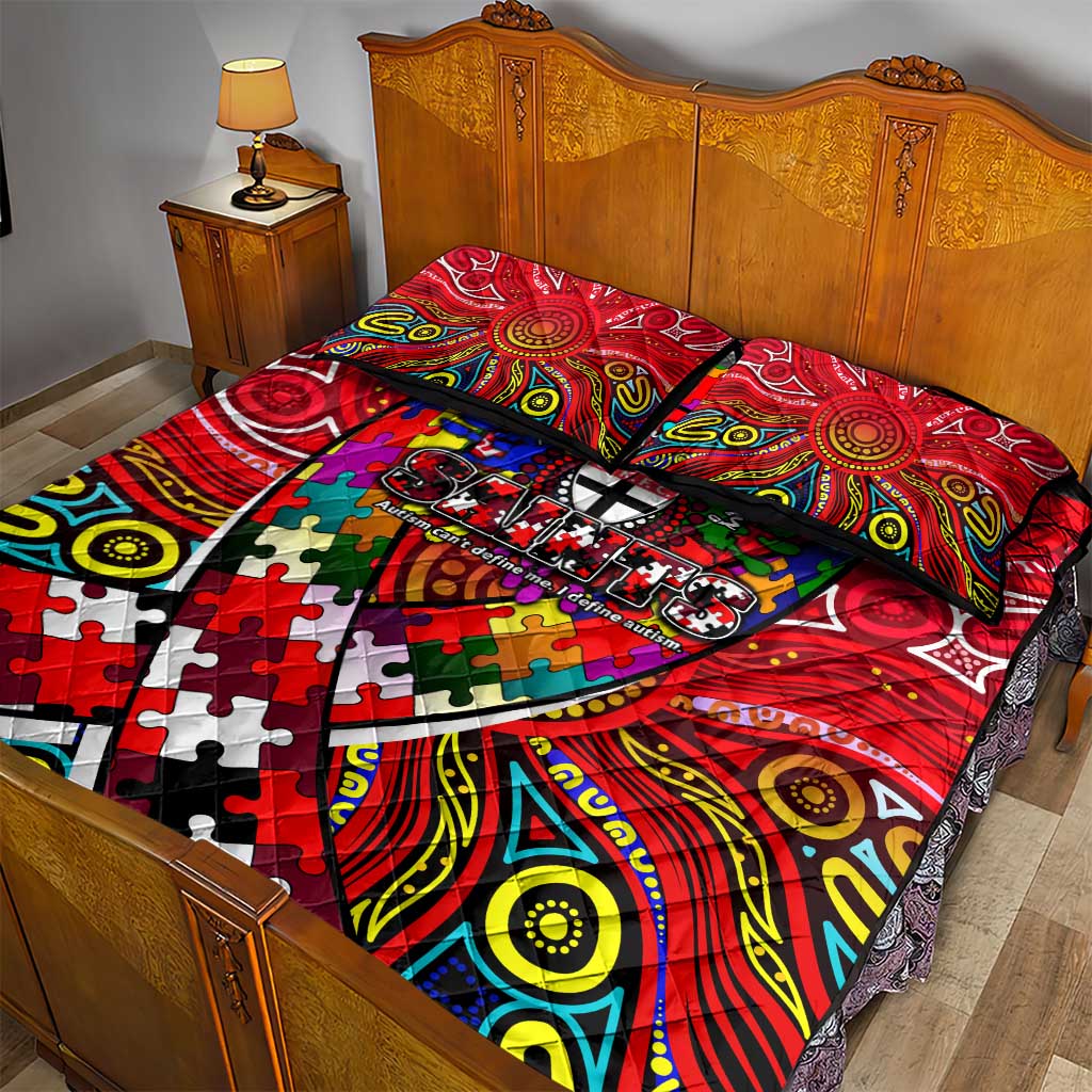 Autism Awareness Australia St Kilda Saints Quilt Bed Set Aboriginal Indigenous Art