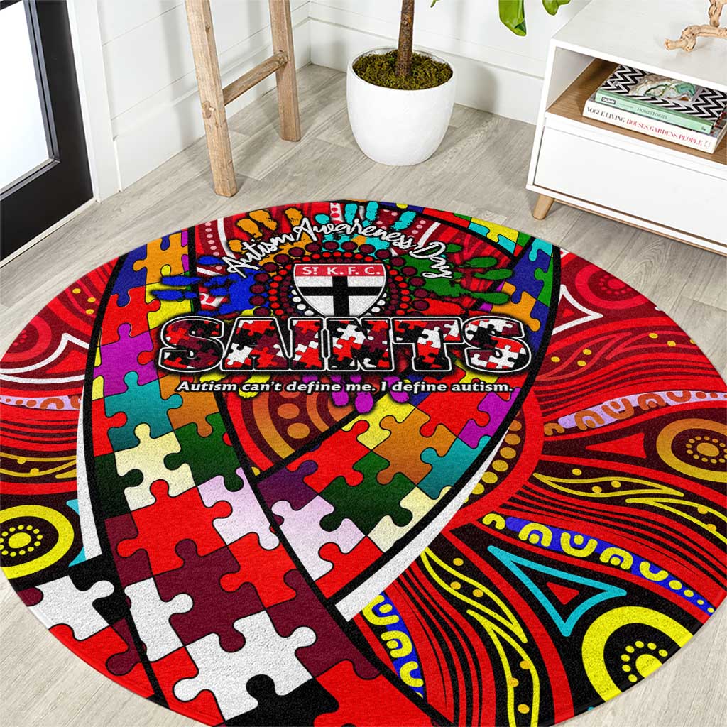 Autism Awareness Australia St Kilda Saints Round Carpet Aboriginal Indigenous Art