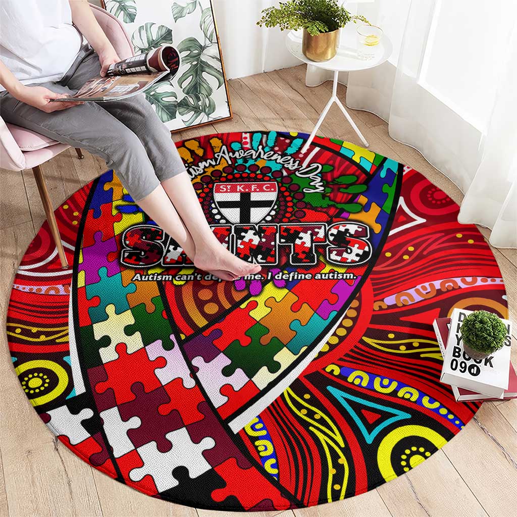 Autism Awareness Australia St Kilda Saints Round Carpet Aboriginal Indigenous Art