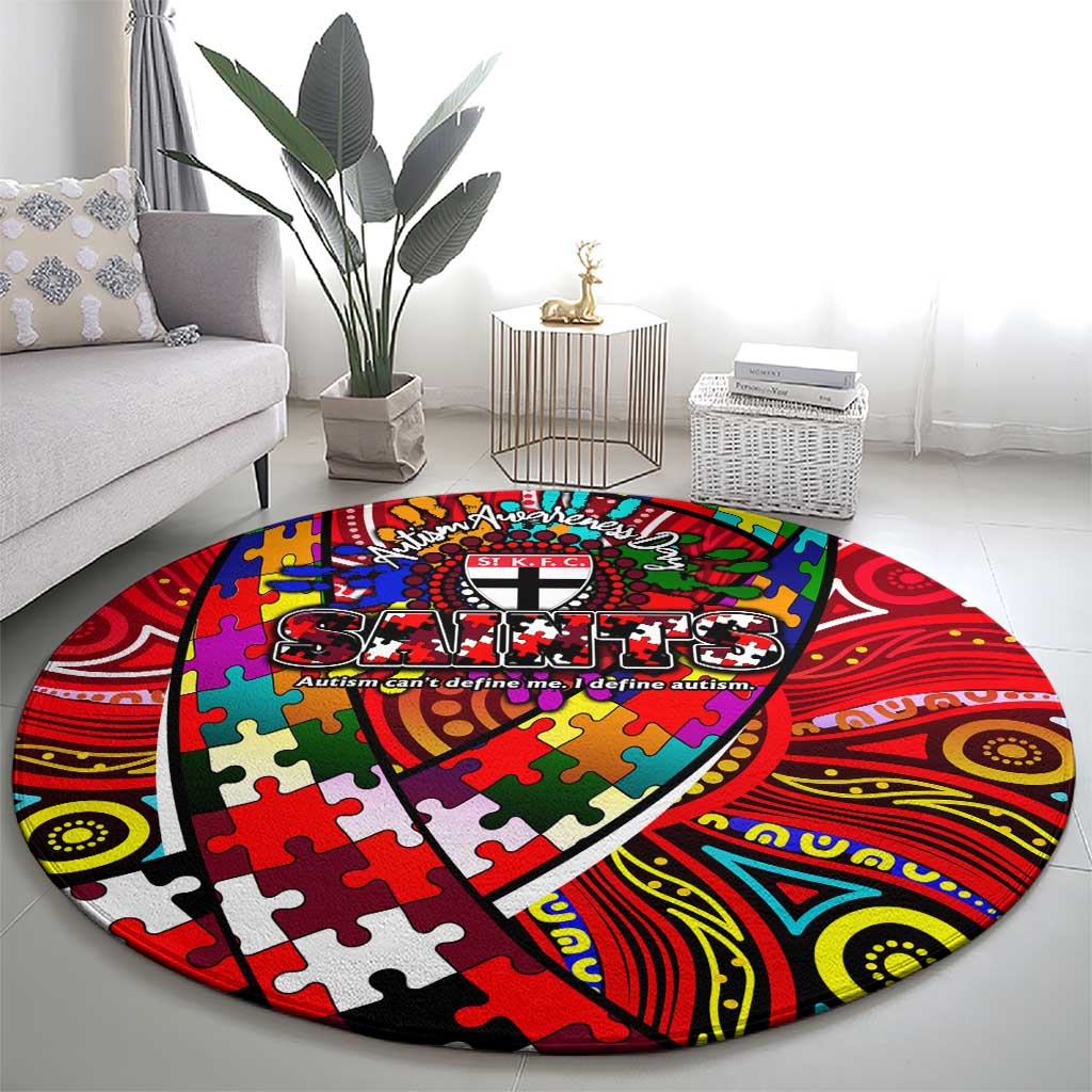 Autism Awareness Australia St Kilda Saints Round Carpet Aboriginal Indigenous Art
