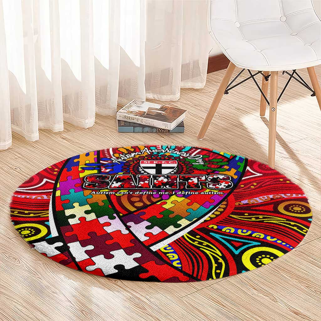 Autism Awareness Australia St Kilda Saints Round Carpet Aboriginal Indigenous Art