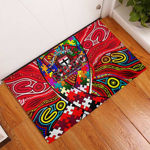 Autism Awareness Australia St Kilda Saints Rubber Doormat Aboriginal Indigenous Art
