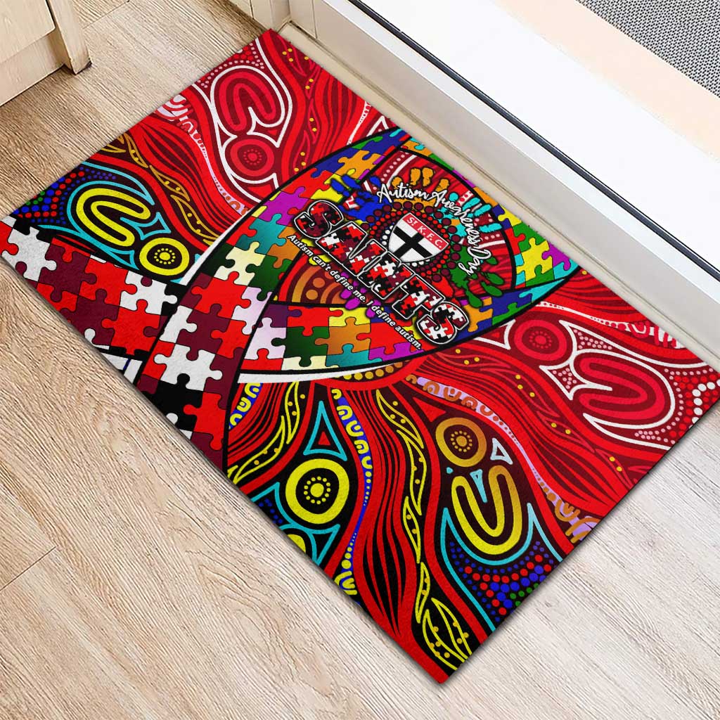 Autism Awareness Australia St Kilda Saints Rubber Doormat Aboriginal Indigenous Art