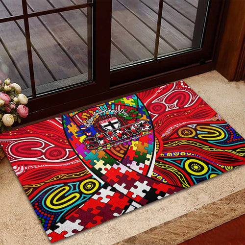 Autism Awareness Australia St Kilda Saints Rubber Doormat Aboriginal Indigenous Art