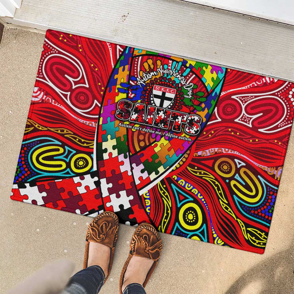 Autism Awareness Australia St Kilda Saints Rubber Doormat Aboriginal Indigenous Art