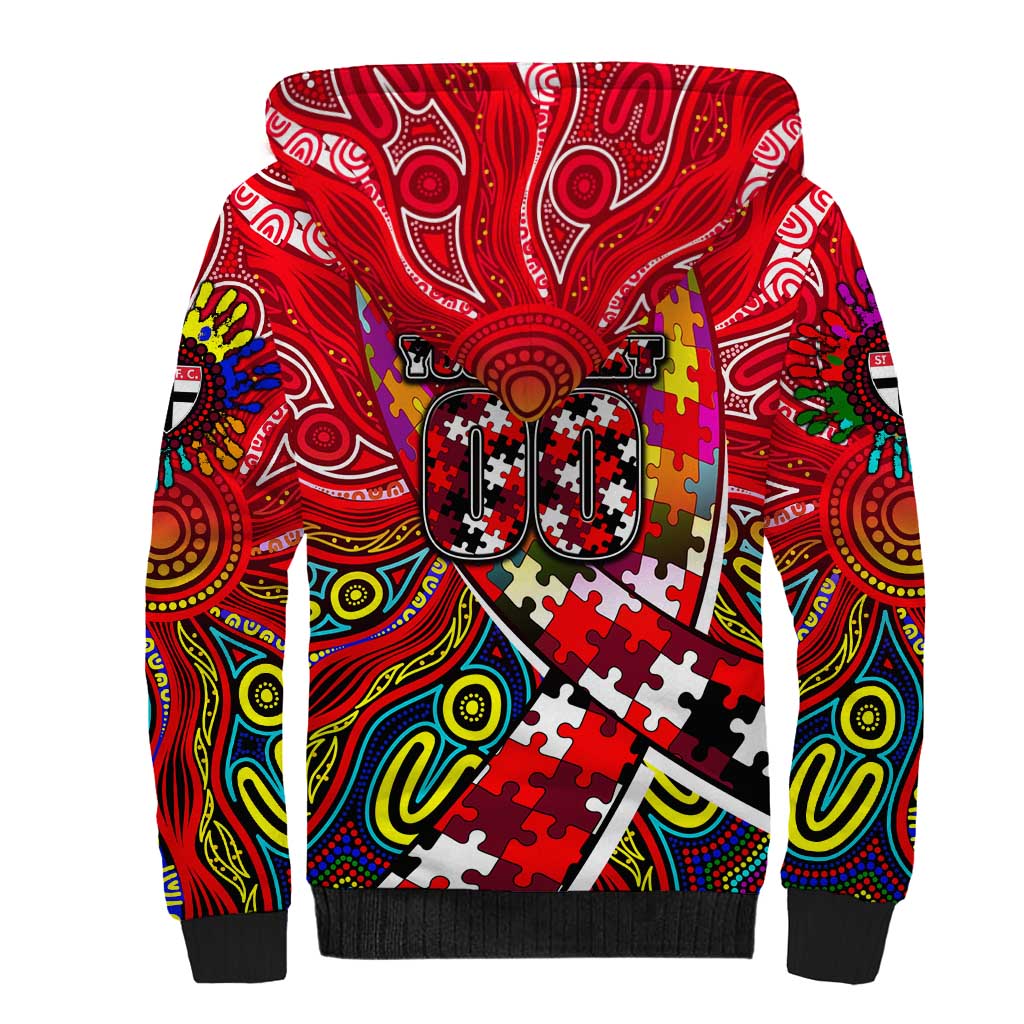 Autism Awareness Australia St Kilda Saints Sherpa Hoodie Aboriginal Indigenous Art
