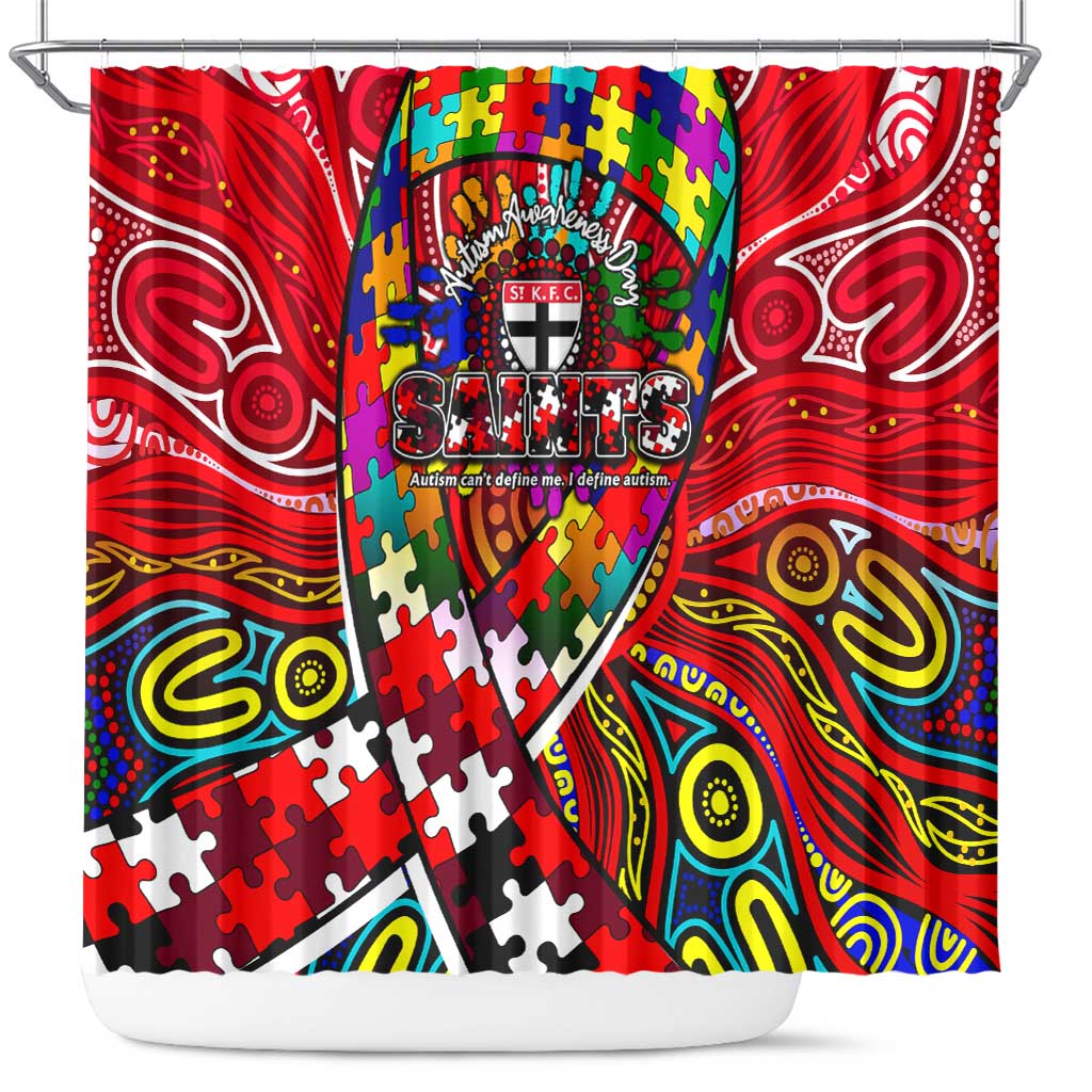 Autism Awareness Australia St Kilda Saints Shower Curtain Aboriginal Indigenous Art