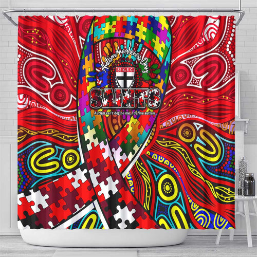 Autism Awareness Australia St Kilda Saints Shower Curtain Aboriginal Indigenous Art