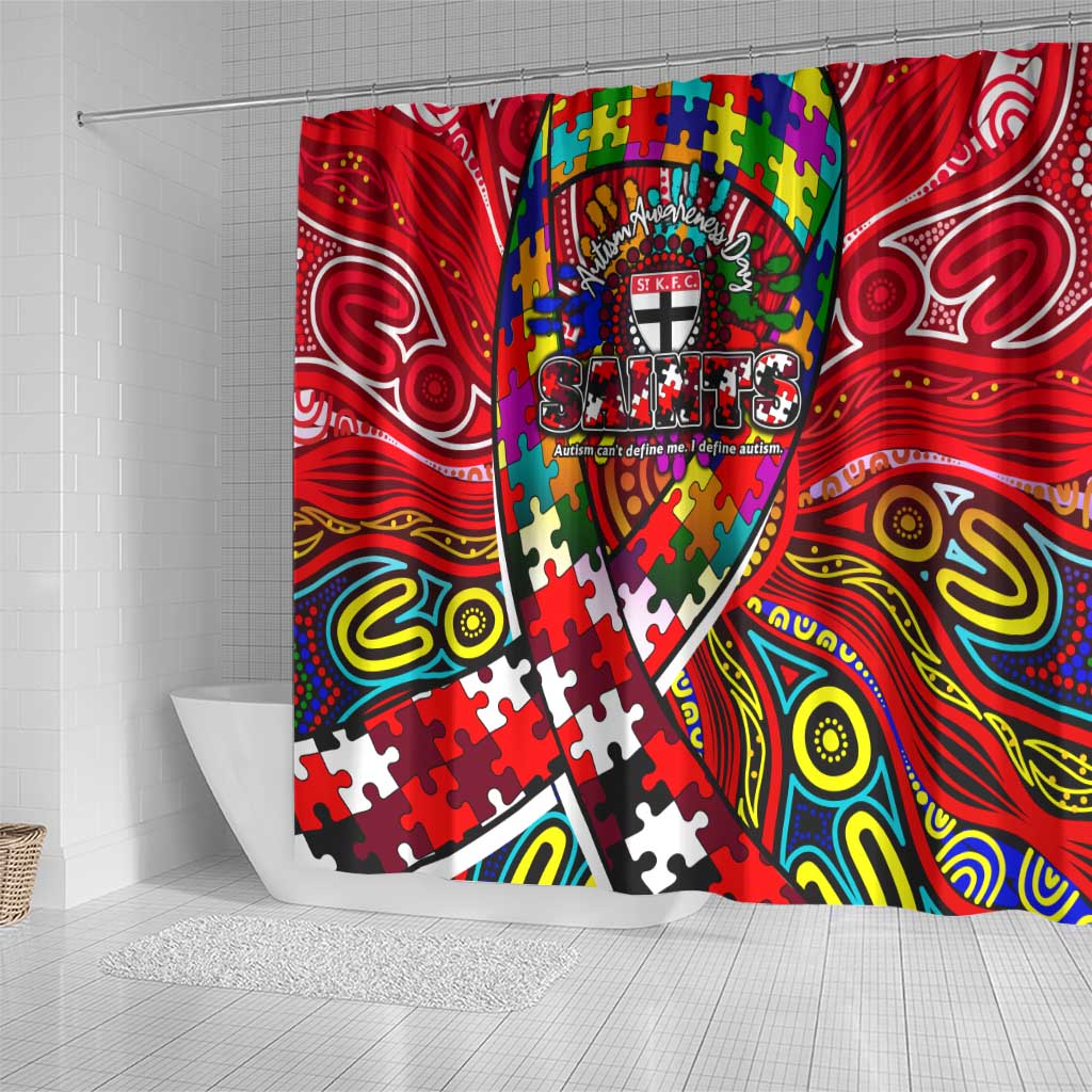 Autism Awareness Australia St Kilda Saints Shower Curtain Aboriginal Indigenous Art