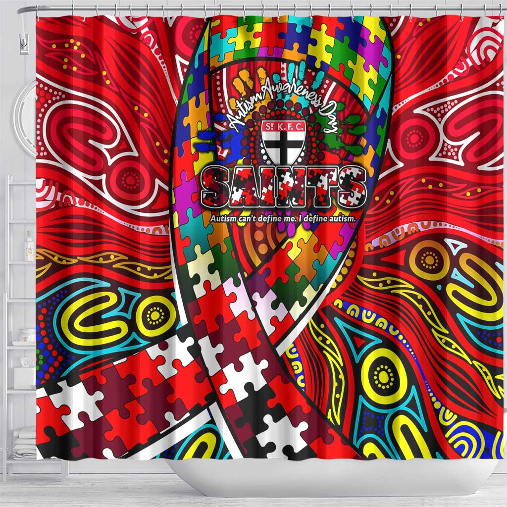 Autism Awareness Australia St Kilda Saints Shower Curtain Aboriginal Indigenous Art
