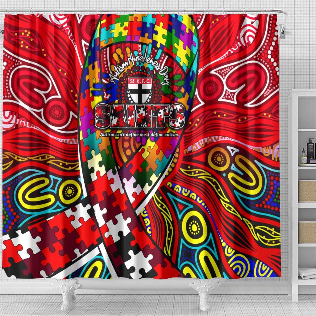Autism Awareness Australia St Kilda Saints Shower Curtain Aboriginal Indigenous Art