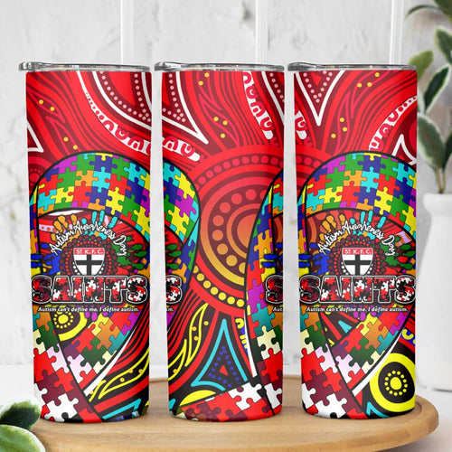Autism Awareness Australia St Kilda Saints Skinny Tumbler Aboriginal Indigenous Art