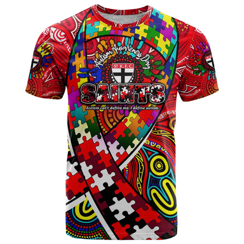 Autism Awareness Australia St Kilda Saints T Shirt Aboriginal Indigenous Art