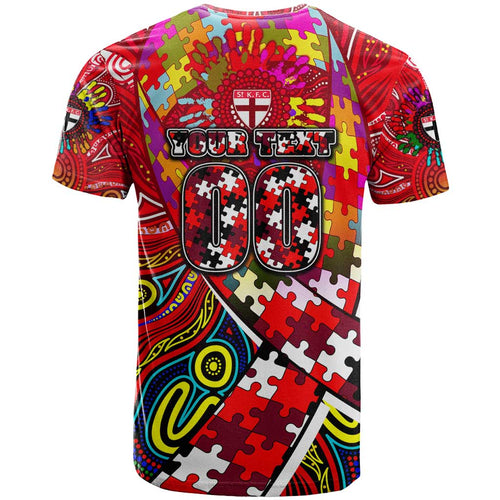 Autism Awareness Australia St Kilda Saints T Shirt Aboriginal Indigenous Art