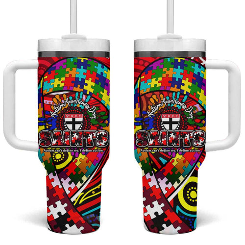 Autism Awareness Australia St Kilda Saints Tumbler With Handle Aboriginal Indigenous Art