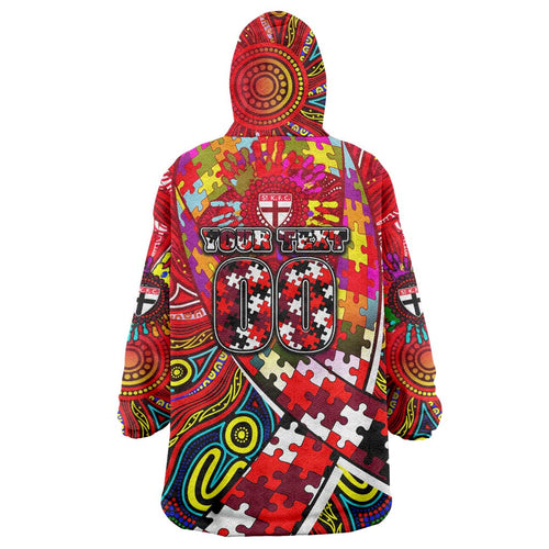Autism Awareness Australia St Kilda Saints Wearable Blanket Hoodie Aboriginal Indigenous Art