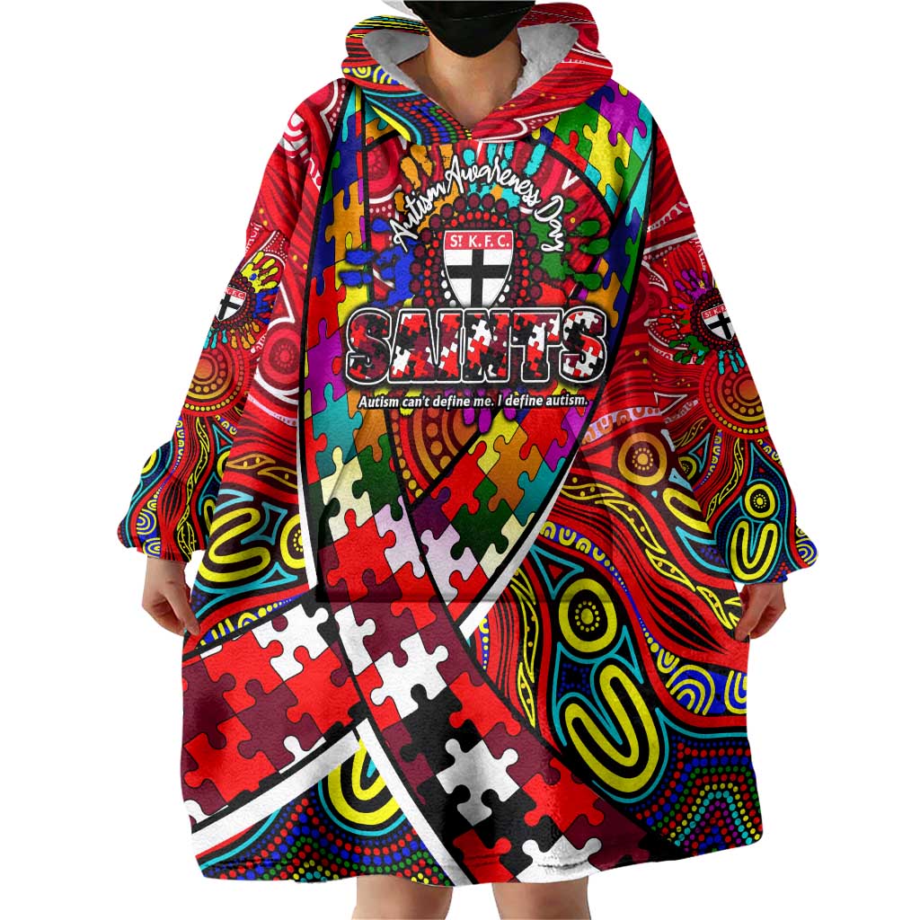 Autism Awareness Australia St Kilda Saints Wearable Blanket Hoodie Aboriginal Indigenous Art