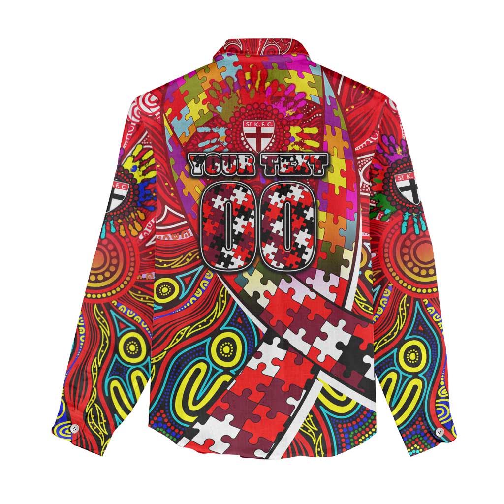 Autism Awareness Australia St Kilda Saints Women Casual Shirt Aboriginal Indigenous Art