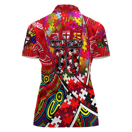 Autism Awareness Australia St Kilda Saints Women Polo Shirt Aboriginal Indigenous Art