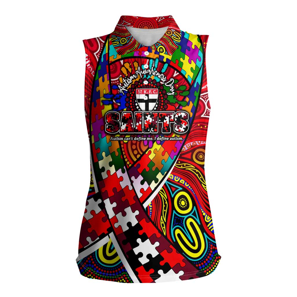 Autism Awareness Australia St Kilda Saints Women Sleeveless Polo Shirt Aboriginal Indigenous Art