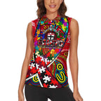 Autism Awareness Australia St Kilda Saints Women Sleeveless Polo Shirt Aboriginal Indigenous Art