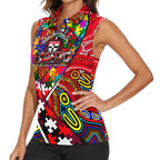 Autism Awareness Australia St Kilda Saints Women Sleeveless Polo Shirt Aboriginal Indigenous Art