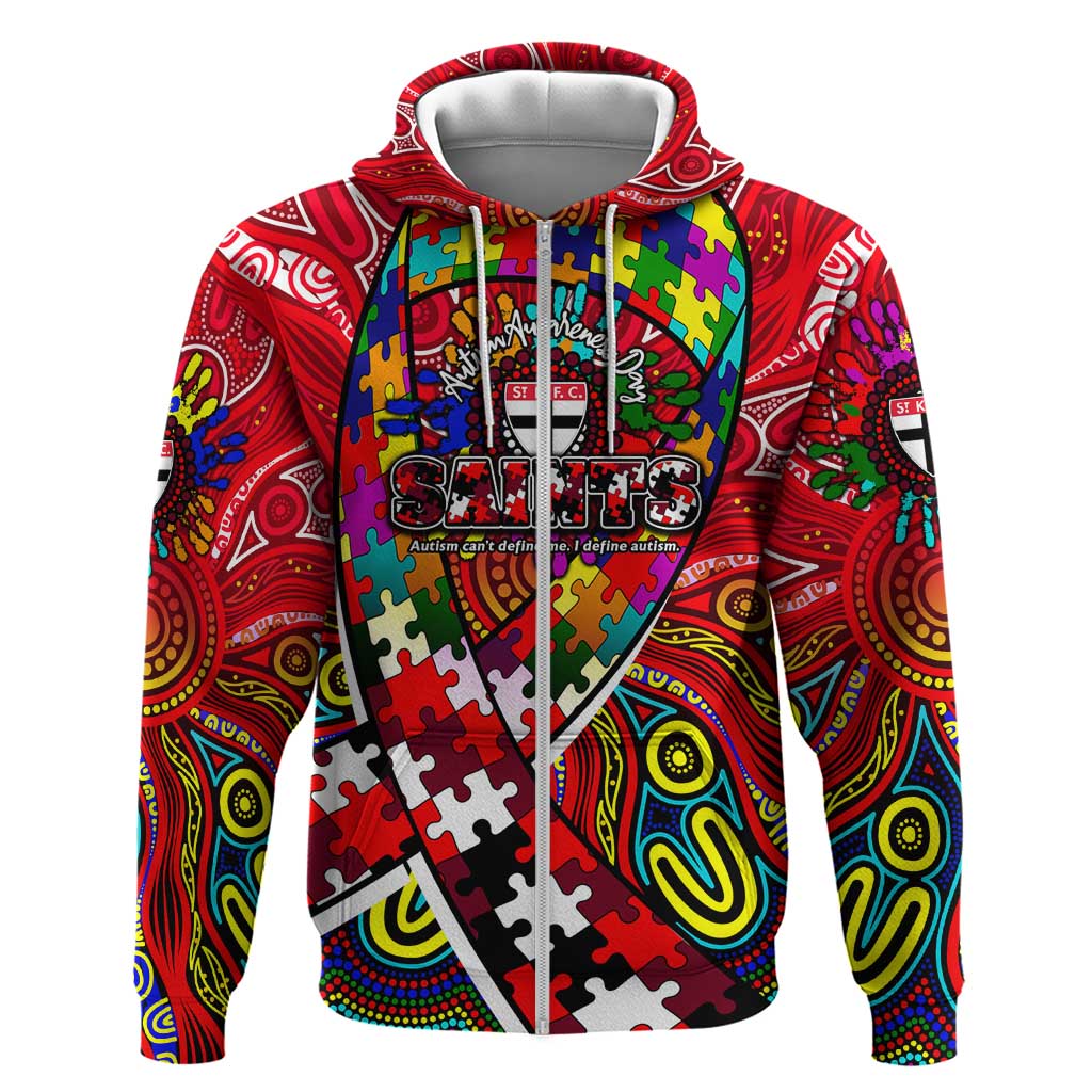 Autism Awareness Australia St Kilda Saints Zip Hoodie Aboriginal Indigenous Art