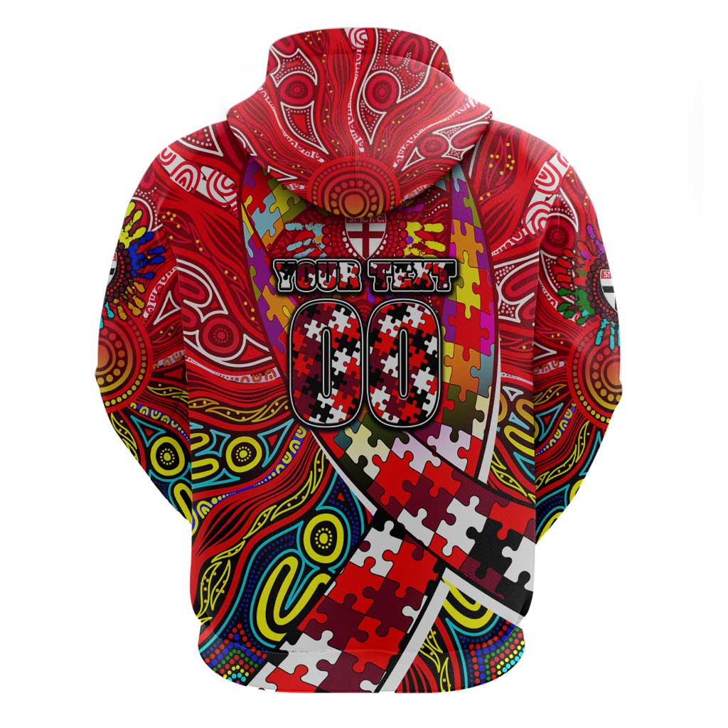 Autism Awareness Australia St Kilda Saints Zip Hoodie Aboriginal Indigenous Art
