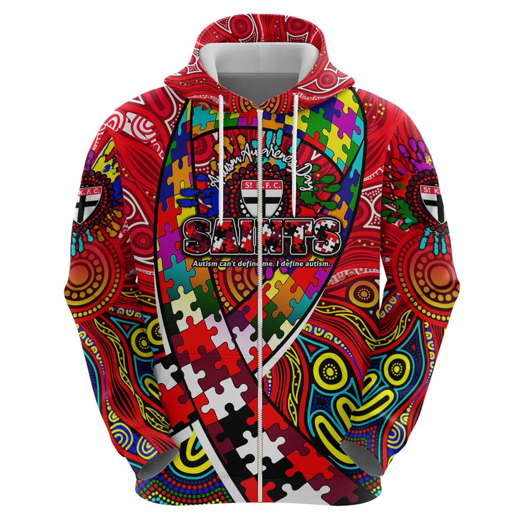 Autism Awareness Australia St Kilda Saints Zip Hoodie Aboriginal Indigenous Art
