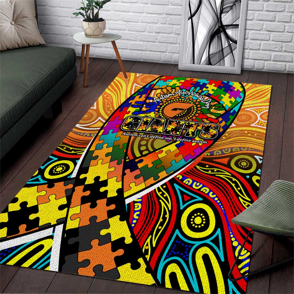 Autism Awareness Australia GWS Giants Area Rug Aboriginal Indigenous Art
