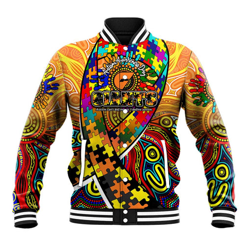 Autism Awareness Australia GWS Giants Baseball Jacket Aboriginal Indigenous Art