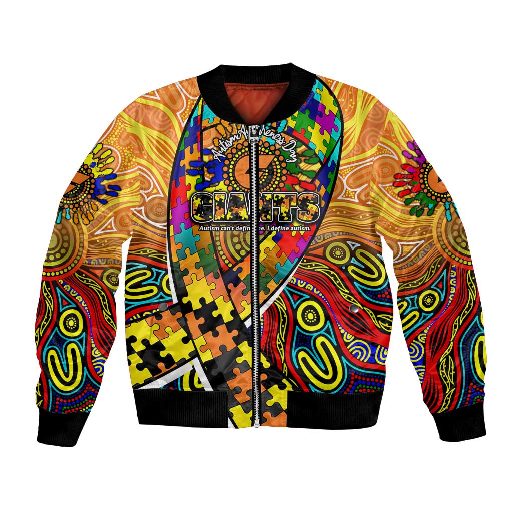 Autism Awareness Australia GWS Giants Bomber Jacket Aboriginal Indigenous Art