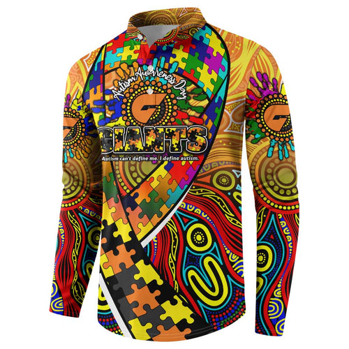Autism Awareness Australia GWS Giants Button Sweatshirt Aboriginal Indigenous Art