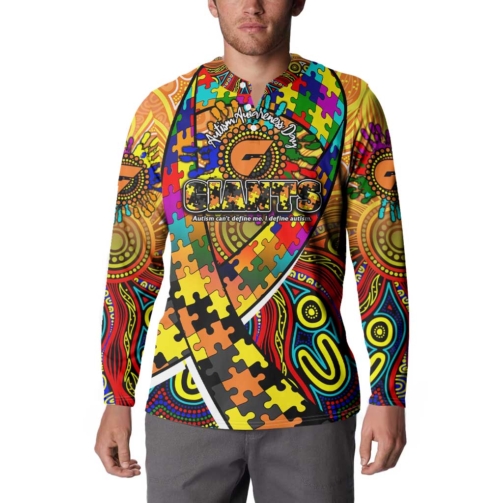 Autism Awareness Australia GWS Giants Button Sweatshirt Aboriginal Indigenous Art