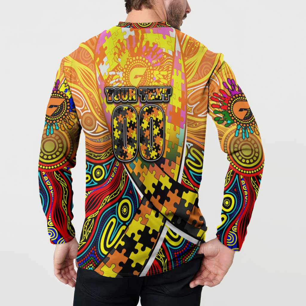Autism Awareness Australia GWS Giants Button Sweatshirt Aboriginal Indigenous Art