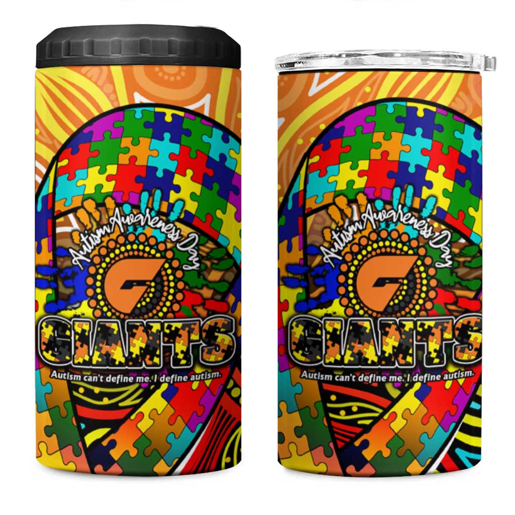 Autism Awareness Australia GWS Giants 4 in 1 Can Cooler Tumbler Aboriginal Indigenous Art