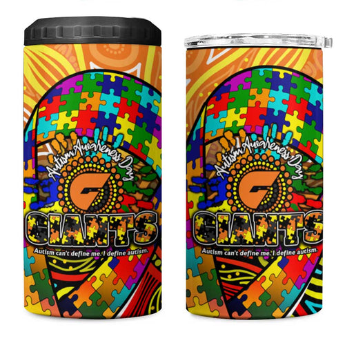 Autism Awareness Australia GWS Giants 4 in 1 Can Cooler Tumbler Aboriginal Indigenous Art