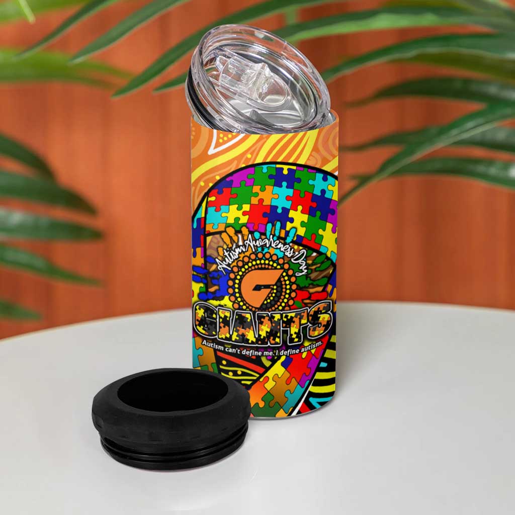 Autism Awareness Australia GWS Giants 4 in 1 Can Cooler Tumbler Aboriginal Indigenous Art