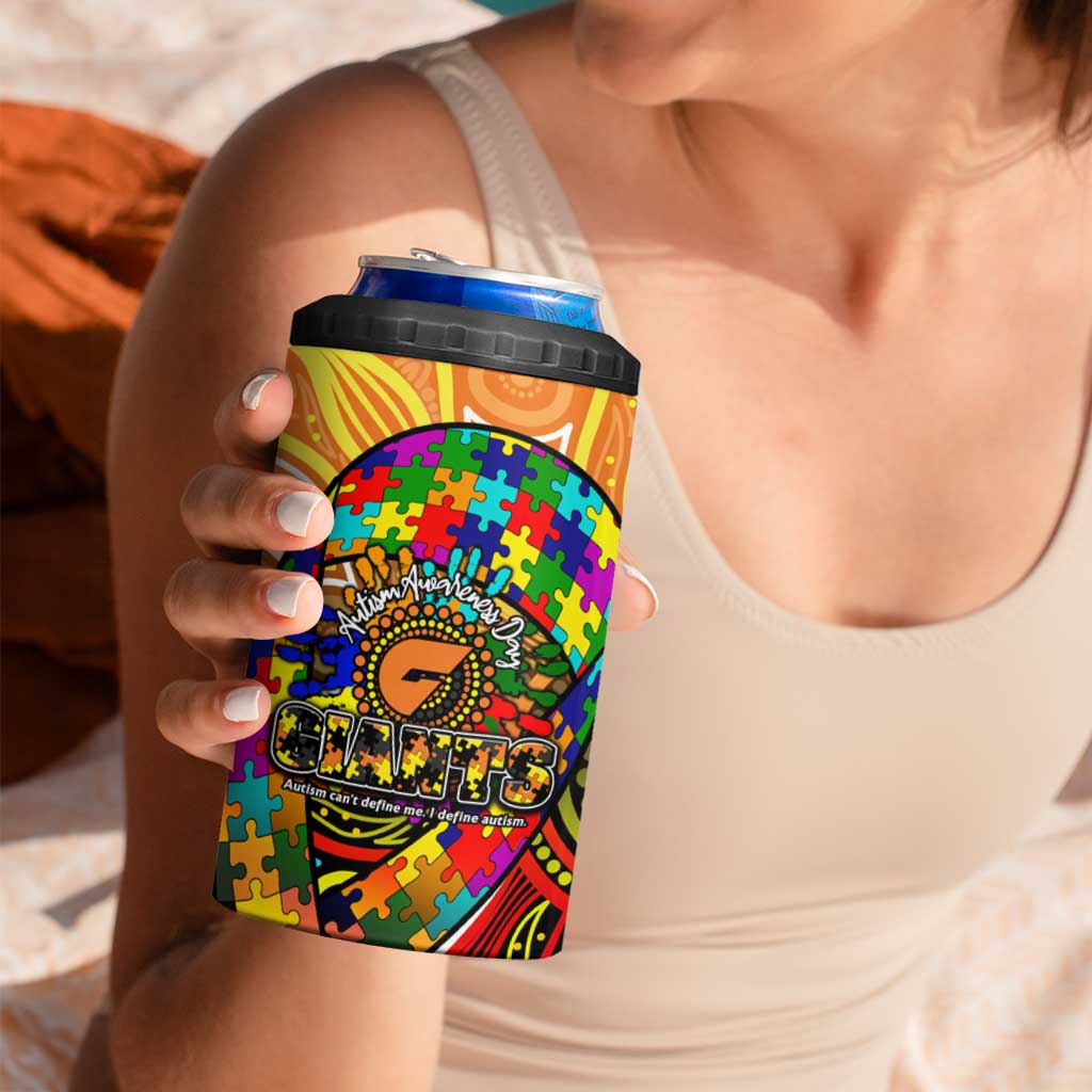 Autism Awareness Australia GWS Giants 4 in 1 Can Cooler Tumbler Aboriginal Indigenous Art